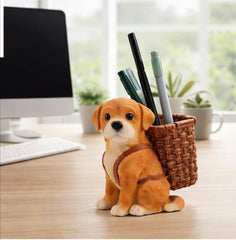 puppy with basket