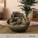 Mountain Village Tabletop Water Fountain & Planter