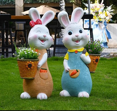 Garden Bunny Statues Set