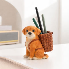 puppy with basket