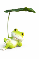 frog under a leafy umbrella