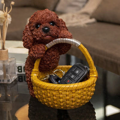 Poodle figurine in basket