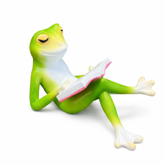 Smart Frog Book Lover Showpiece