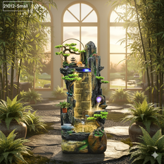 n Indoor & Outdoor Tabletop Mountain Waterfall, Multicolour, Resin, LED Lights