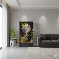 Indoor Wall Mounted Waterfall, Black Stone Finish