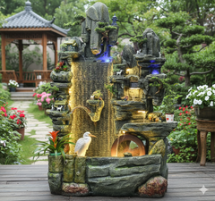 Decorative Rock Waterfall Fountain with LED Lights