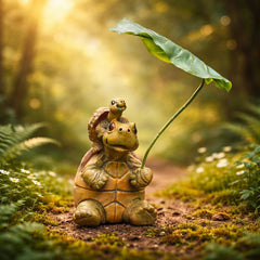 Tortoise with a leaf umbrella