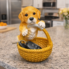 Labrador puppy in a basket