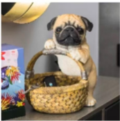 PUG DOG WITH BASKET