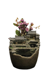 Miniature Asian Garden Planter with Traditional Houses