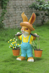 Garden Bunny Statue with Flower Baskets