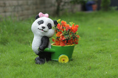 Adorable Cartoon Panda Shaped Resin Planter Pot with Basket Design