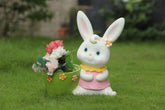 White Decorative Rabbit Pink Yellow Dress