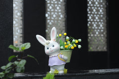 Decorative White Rabbit with Purple Dress