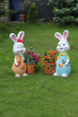 Garden Bunny Statue with pair of 2