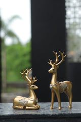 Elegant Gold Reindeer Figurines Set