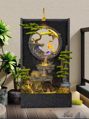 Indoor Wall Mounted Waterfall, Black Stone Finish