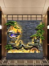 LED Illuminated Mountain Waterfall with Bonsai Tree