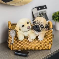 Puppies in a cozy basket