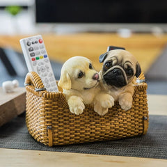 Puppies in a cozy basket