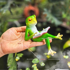 Smart Frog Book Lover Showpiece