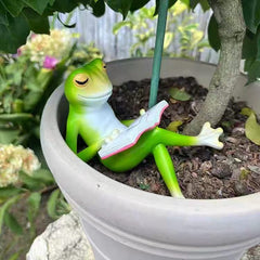 Smart Frog Book Lover Showpiece