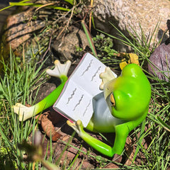 Smart Frog Book Lover Showpiece