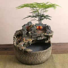 Zen Village Waterfall Pond with Pump & Figurines