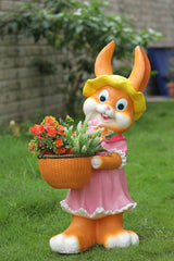Garden Duck Planter, Orange and Pink