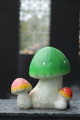 Decorative Garden Mushroom Statue, Green and Red Spotted Design
