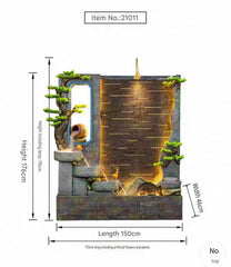 Zen Water Fountain with LED Lights, Grey Stone