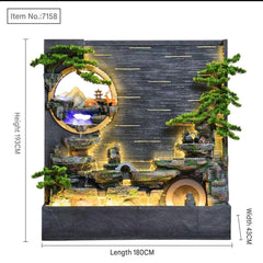 LED Illuminated Mountain Waterfall with Bonsai Tree