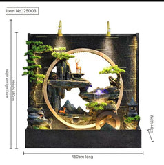 Garden Indoor Waterfall Fountain with LED Lights, Circular Rock Formation