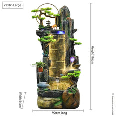 n Indoor & Outdoor Tabletop Mountain Waterfall, Multicolour, Resin, LED Lights