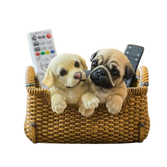 Puppies in a cozy basket
