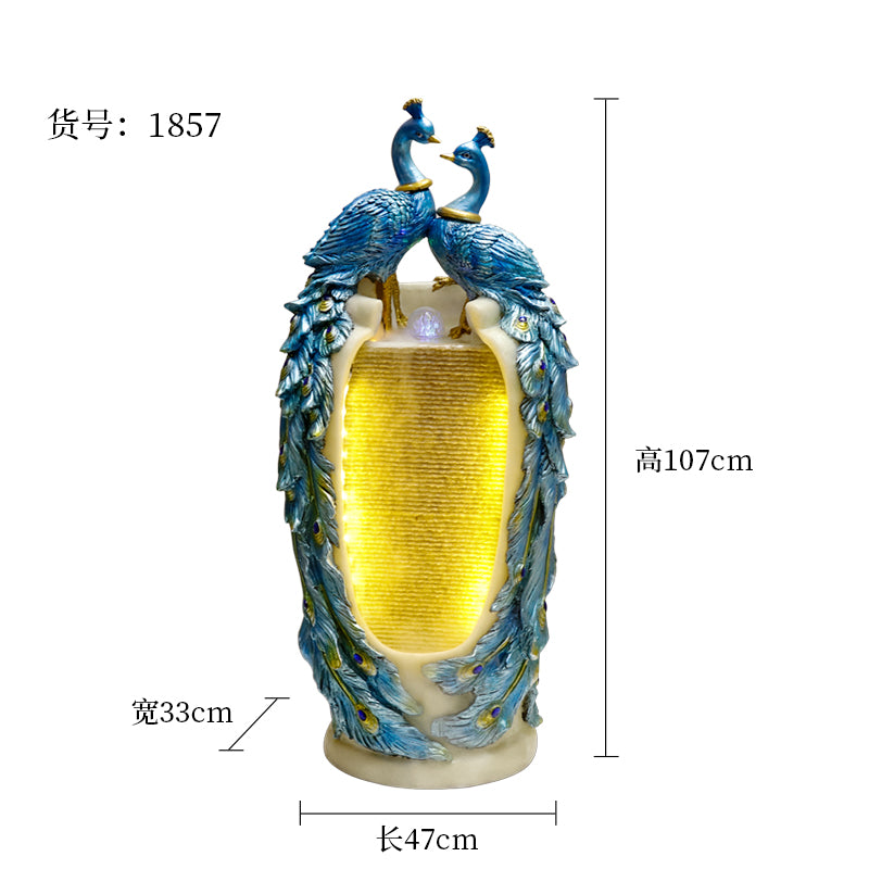Peacock design indoor water fountain