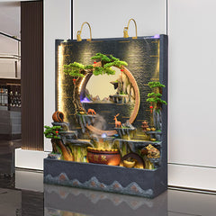 Grand Indoor Water Fountain with Circular Mountain Design