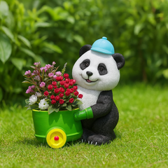 Playful Panda Gardener & Wheelbarrow Planter