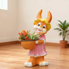 Garden Duck Planter, Orange and Pink