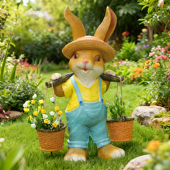Garden Bunny Statue with Flower Baskets