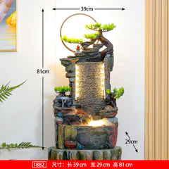 Tall LED Waterfall Indoor Fountain with Illuminated Stone Wall