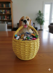 Beagle Dog Holding Basket