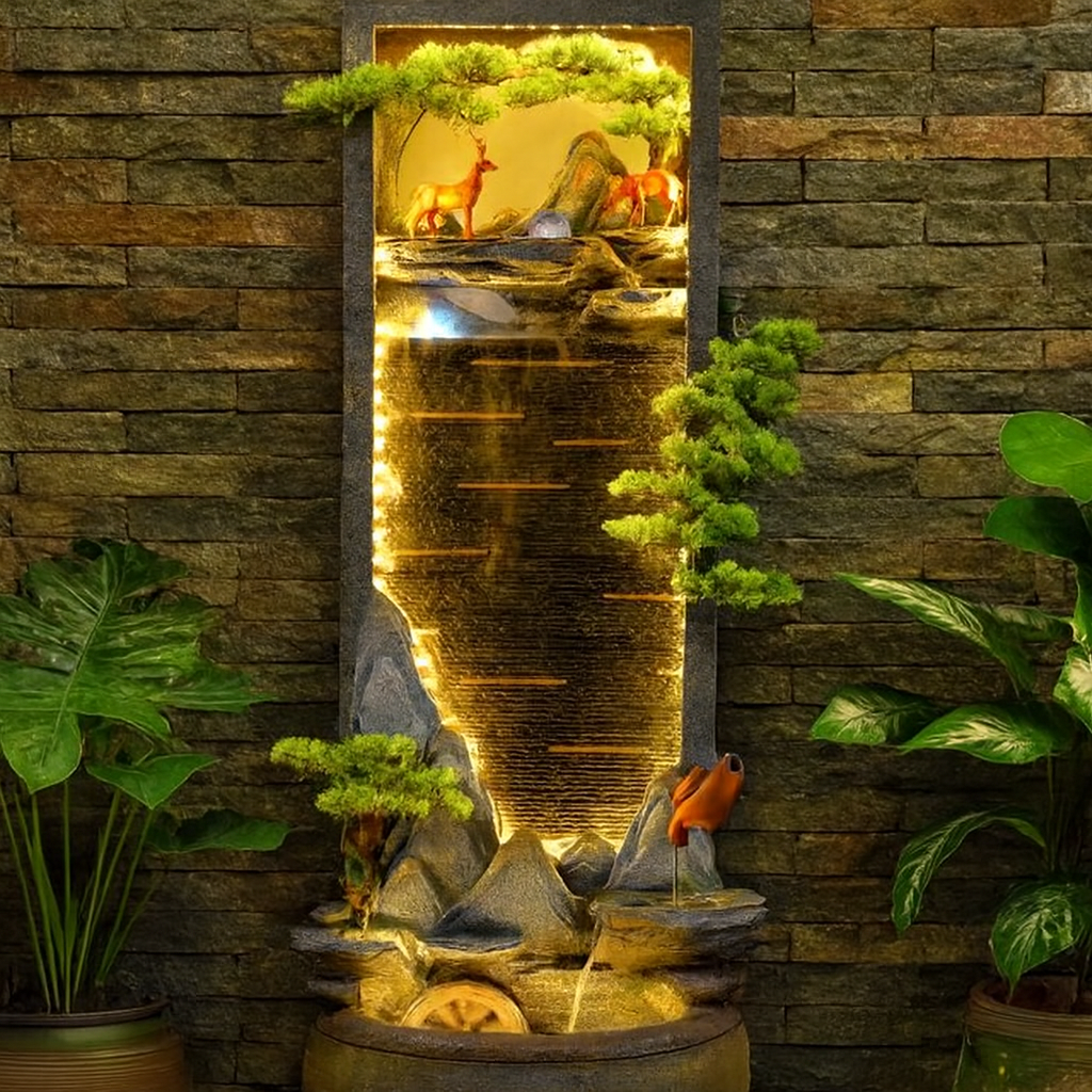 Decorative Indoor & Outdoor Waterfall Fountain with LED Lights
