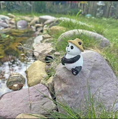 Miniature Fishing Panda Figurine