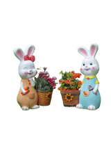 Garden Bunny Statue with pair of 2