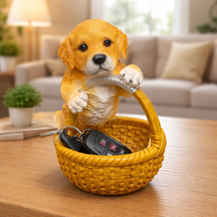 Labrador puppy in a basket