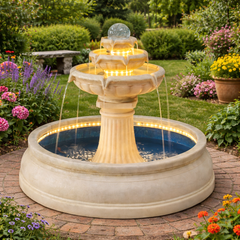 Illuminated Multi-Tier Pedestal Fountain