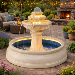 Illuminated Multi-Tier Pedestal Fountain