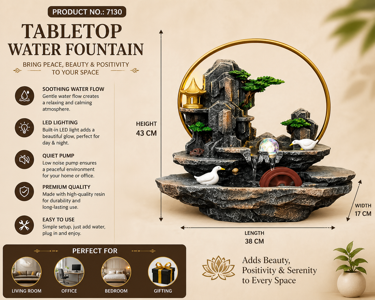 Tabletop Water Fountain with LED Light