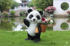 Charming garden panda statue